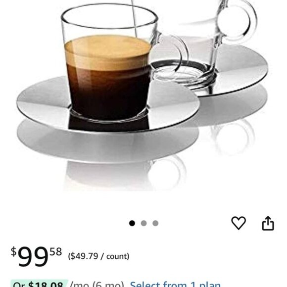 Nespresso Glass Espresso Cups with Saucers - Picture 1 of 3